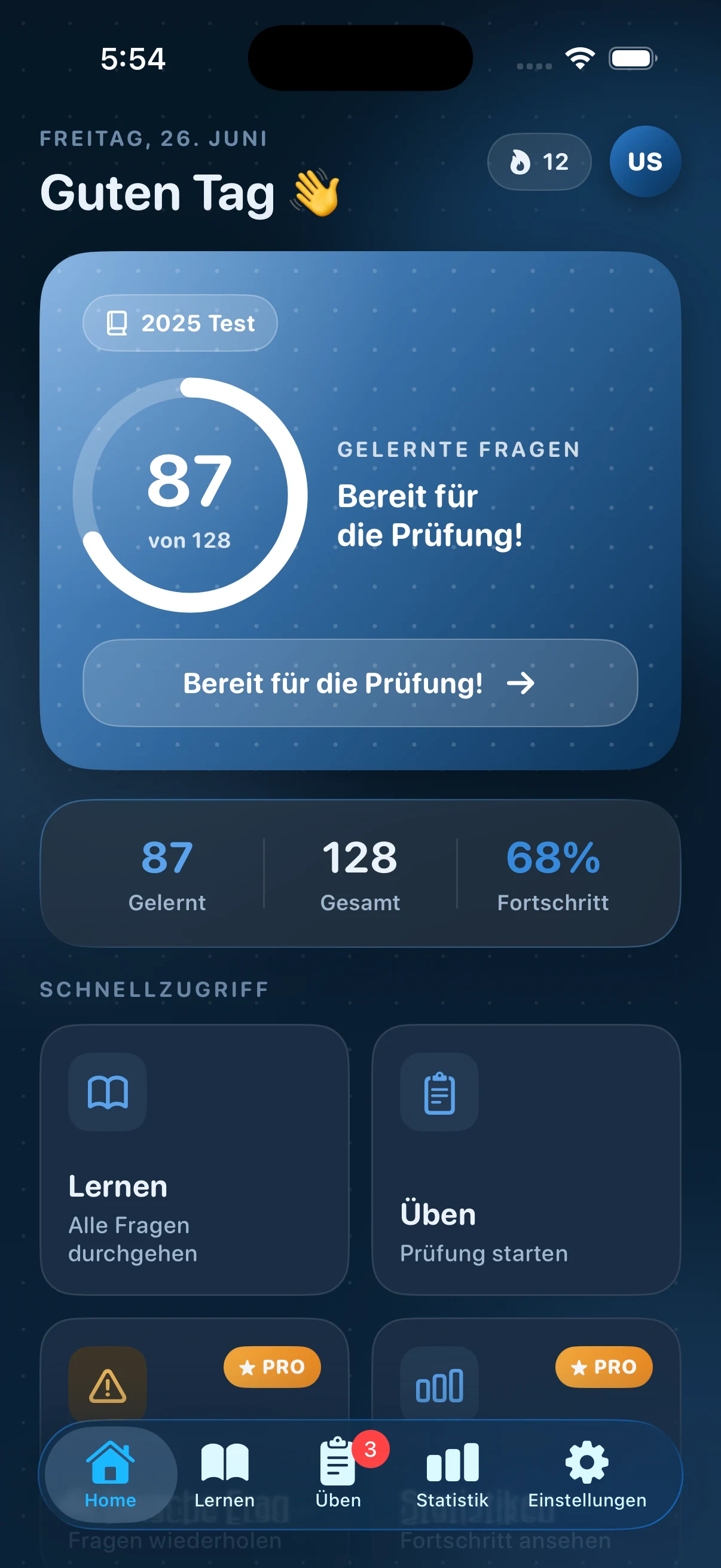 US Einbürgerungstest 2026 iPhone screenshot home dashboard